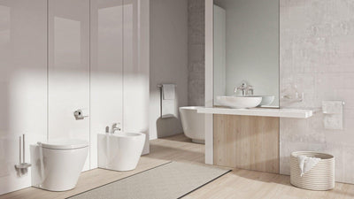 Flow Toilet Paper Holder (RH Post), Chrome, Volkano Series - The Vanity Store Canada