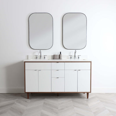 Sidney 60", Teodor Modern Gloss White Vanity, Double Sink - The Vanity Store Canada