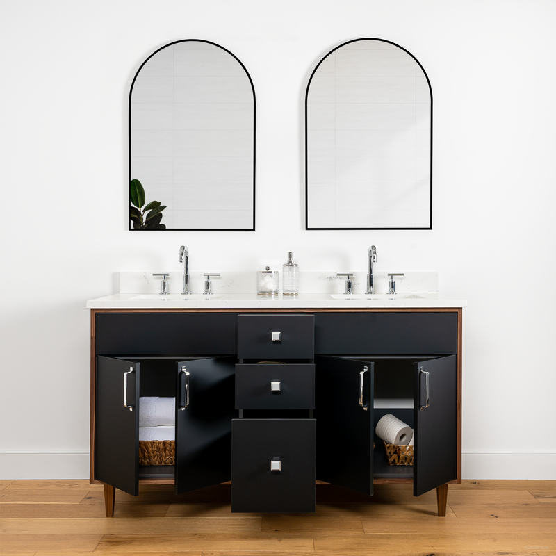 Sidney 60", Teodor Modern Matte Black Vanity, Double Sink - The Vanity Store Canada