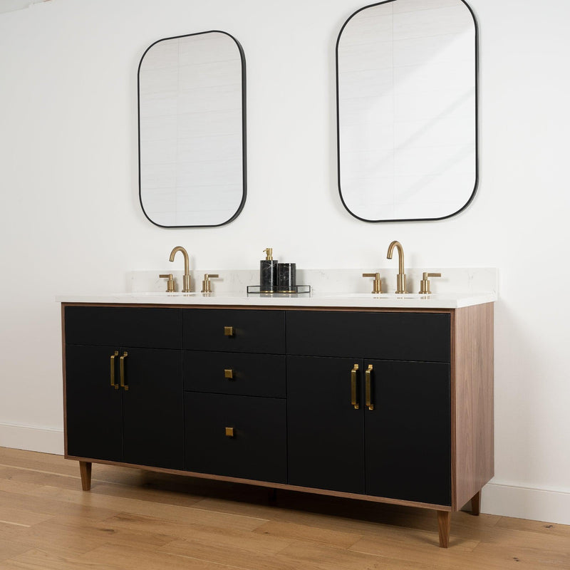 Sidney 72", Teodor Modern Matte Black Vanity, Double Sink - The Vanity Store Canada