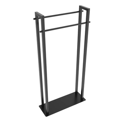 Square 16" Freestanding, Double Towel Stand, Matte Black, Volkano Series - The Vanity Store Canada