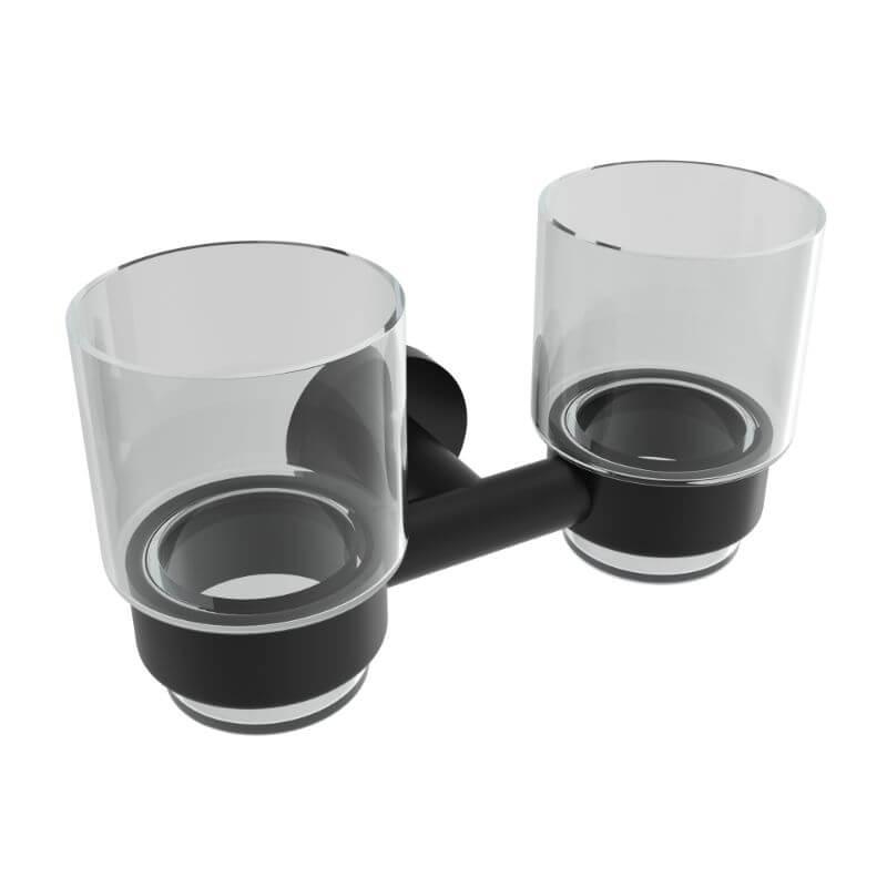 Summit Double Glass Tumbler, Matte Black, Volkano Series - The Vanity Store Canada